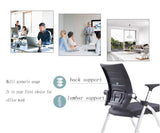 Buokaiw Foldable Office Chair,Folding Office Chair with Wheels, Leather Conference Training Chairs,Portable Padded Office Chairs. Backrest Bouncy,for Home Office Conference Gaming.Black(1 Pcs) Buokaiw