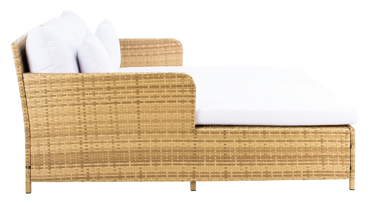 SAFAVIEH Outdoor Collection Cadeo Natural/White Cushion Daybed PAT7500D SAFAVIEH