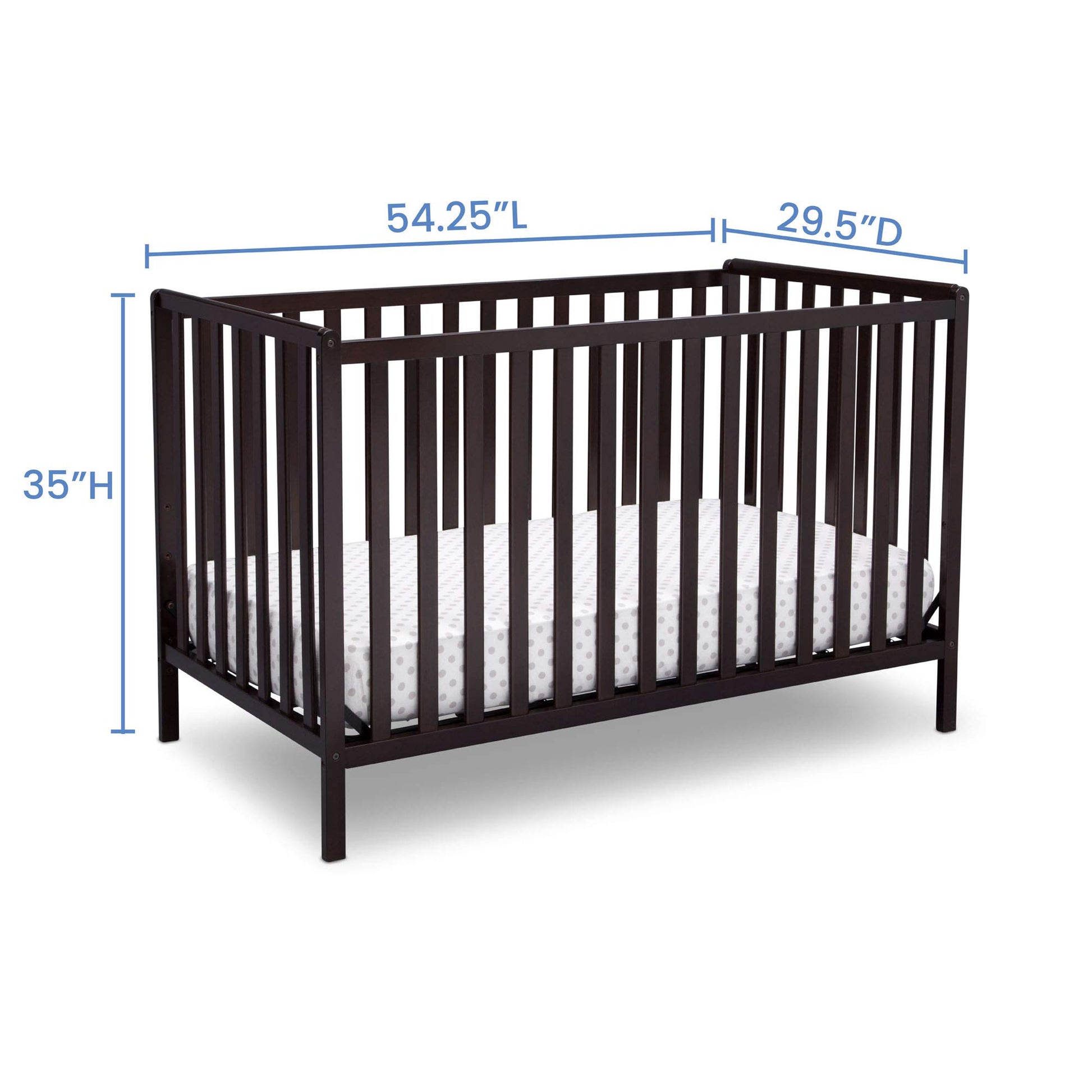 Delta Children Heartland 4-in-1 Convertible Crib - Greenguard Gold Certified, Dark Chocolate - WoodArtSupply