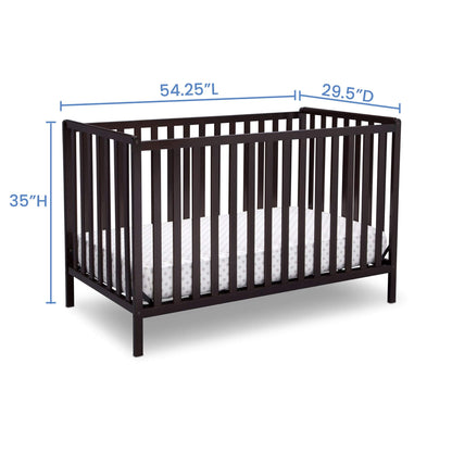 Delta Children Heartland 4-in-1 Convertible Crib - Greenguard Gold Certified, Dark Chocolate - WoodArtSupply