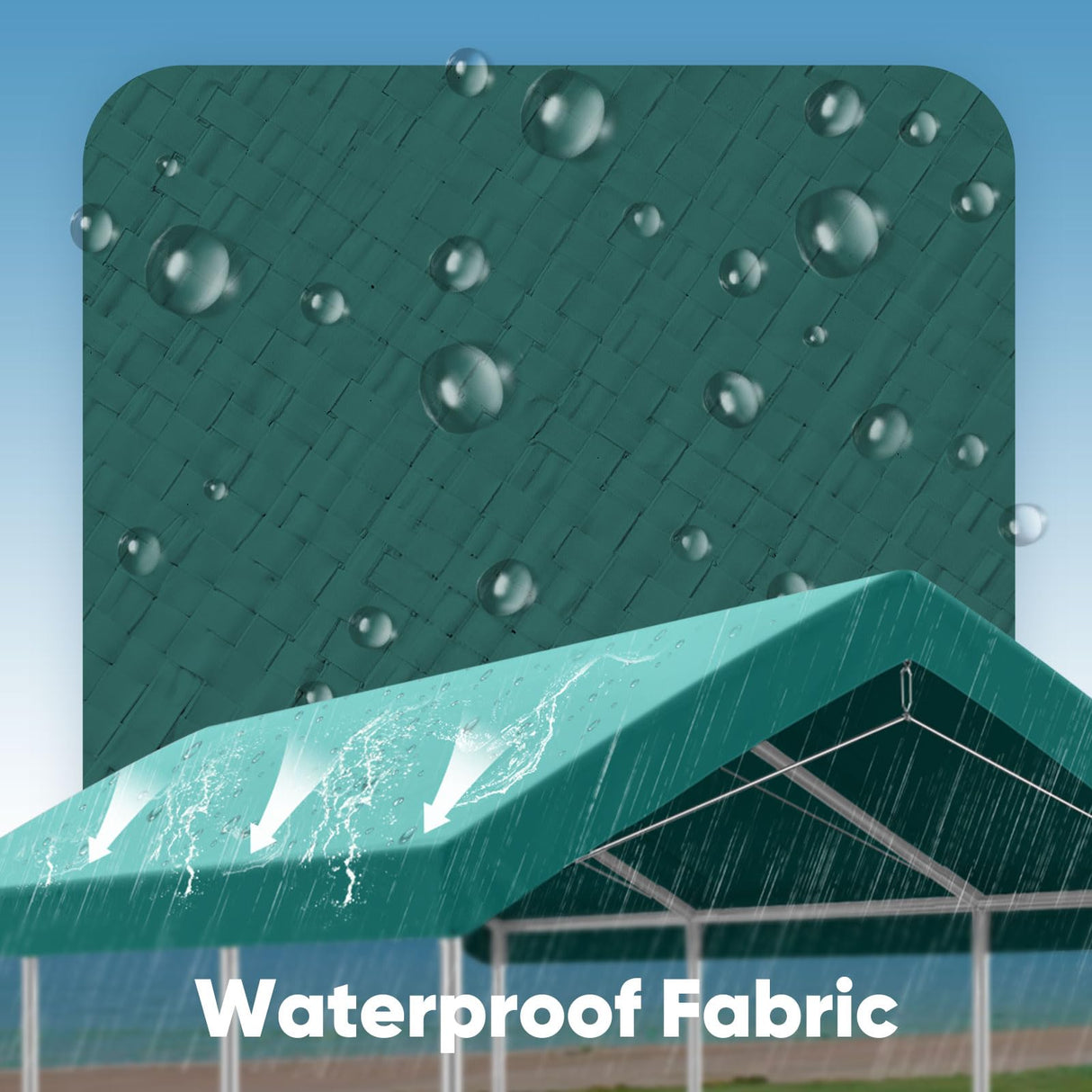 ADVANCE OUTDOOR Replacement Top Cover Tarp for 12x20 ft Carport Canopy with Ball Bungees, Green, One Roof Only ADVANCE OUTDOOR