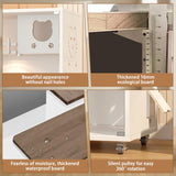 Large Enclosed Cat Condo, Wooden Large Cat Villa, Indoor/Outdoor Cats Enclosure with Wheels, Multi-Feature Cat Houses for Indoor Cats Ventilation Glass Doors, 50" X 36" X 24" (White, 50" X 36" X 24") TMGSK