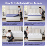 downluxe 4 Inch Queen Memory Foam Mattress Topper Pro Dual Layer 2 Inch Cooling Gel Egg Crate Memory Foam Plus 2 Inch Pillow Top Medium Firm with Deep Pocket downluxe