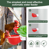 Psarnuk Chicken Waterer Cups (8 Pack/Red) - DIY Automatic Large Chicken Water Feeder for Ducks,Chicks, Turkeys, Quail, Bunny, Bird and Other Various Poultry Dispenser with Matching Drill psarnuk