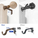 Wood Curtain Rods for Windows: 1 Inch Diameter Adjustable Drapery Rods 48" to 86",2 Pack Curtain Rods with Imitation Wood Grain Leaf Pattern Finials UNCONSIL