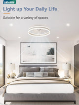 LEDIARY Low Profile Ceiling Fans with Lights, Flush Mount Modern Ceiling Fan and Remote Control, 19.7" LED Ceiling Fans, Stepless Dimmable 3 Colors and 6 Speeds - White LEDIARY