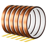 FEPITO 6 Rolls Heat Tape for Heat Press Resistant Temperature Polyimide Tape,Ideal Solution for Heat Transfer,Sublimation,Heat Vinyl Press,3D Printing Electronics,Soldering,Circuit Board and More FEPITO