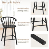 LUE BONA Bar Stools Set of 4, Black Farmhouse Barstools with Semicircular Backrest, Mid Century Modern Counter Height Bar Stools for Kitchen Island, 24 Inch LUE BONA