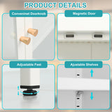 Desirable Life 5 Tier Glass Display Cabinet with 13 Color LED Lights, 67" Lighted Curio Cabinet with Glass Doors & Adjustable Shelves, Tall Metal Display Case for Collectibles Figures- White Desirable Life