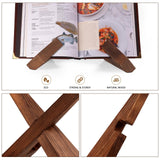 SAMEBUTECO Cookbook Stand, Recipe Book Holder for Kitchen Counter Solid Wood Cookbook Holder Set,Multifunctional Display Stand Rustic Brown-2 Pieces SAMEBUTECO