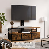 JUSTOGO TV Stand with Mount and Power Outlet, TV Stand with Drawers Storage for Living Room Bedroom, LED Entertainment Center for 45/55/60/65 inch TVs, Height Adjustable Media Console, Rustic JUSTOGO