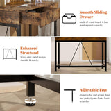 VERMESS 40Inch Solid Wood Desk with Drawers,Home Office Desk for Small Space,Modern Makeup Vanity Desk,Writing/Study/Work Table, Kids Desk for Bedroom (Wood, Rustic Brown) VERMESS