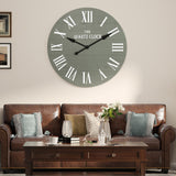 ARTPOWER Large Farmhouse Wall Clock, 35.5” Shiplap Wall Clock with Roman Numeral, Nearly Non-Ticking, Round Wall Clocks for Living Room Decor, Office, Bedroom, Entrance, Sage Green ARTPOWER