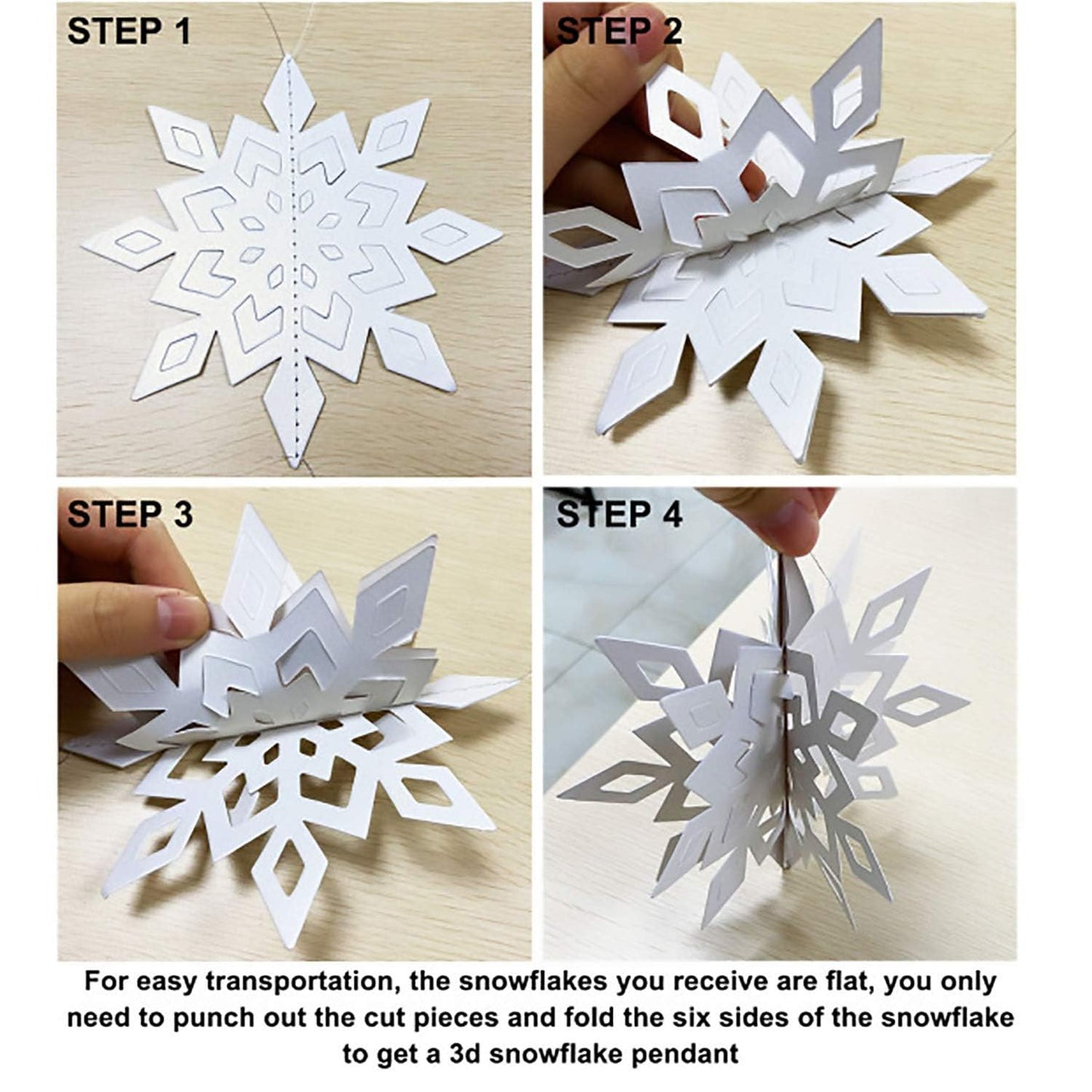 OuMuaMua Winter Christmas Hanging Snowflake Decorations, 12PCS Snowflakes Garland & 12PCS 3D Glittery Large White Snowflake for Christmas Winter Wonderland Holiday New Year Party Home Decorations