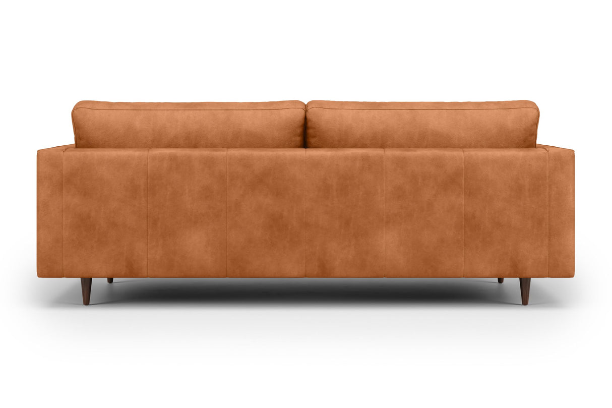 Valencia Isabella 88" Wide Sofa with 2 Bolsters | Italian Nappa 11000 Full Grain Leather, Mid-Century Tufted Couch for Living Room, Kiln-Dried Wood Frame, Down Feather Filling, Cognac VALENCIA THEATER SEATING