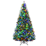 Goplus 8FT Pre-Lit Artificial Christmas Tree Auto-Spread/Close up Branches 11 Flash Modes with Multicolored 750 LED Lights & Metal Stand Goplus