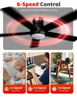 TCL 52" Black Ceiling Fan with Light and Remote, Modern LED 3-Color, Quiet Motor for Bedroom, Living Room, Dining Room, Ceiling Fans with Lights (Black) TCL