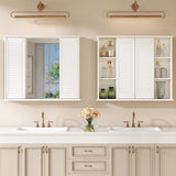 FFBCFDK Bathroom Medicine Cabinet Mirror 28.3 x 23.8 inch Bathroom Mirror with Storage Wall Mounted Medicine Mirror Cabinet Wood Organizer with 2 Door Surface Mount Farmhouse Storage Cabinet FFBCFDK