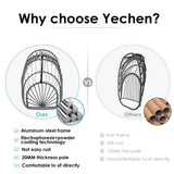 Yechen Hanging Egg Chair Outdoor Without Stand Indoor, Aluminum Foldable Swing Egg Chairs - Wicker Rattan Hammock Egg Porch Swing with UV Resistant Cushions for Bedroom Patio Balcony Yechen