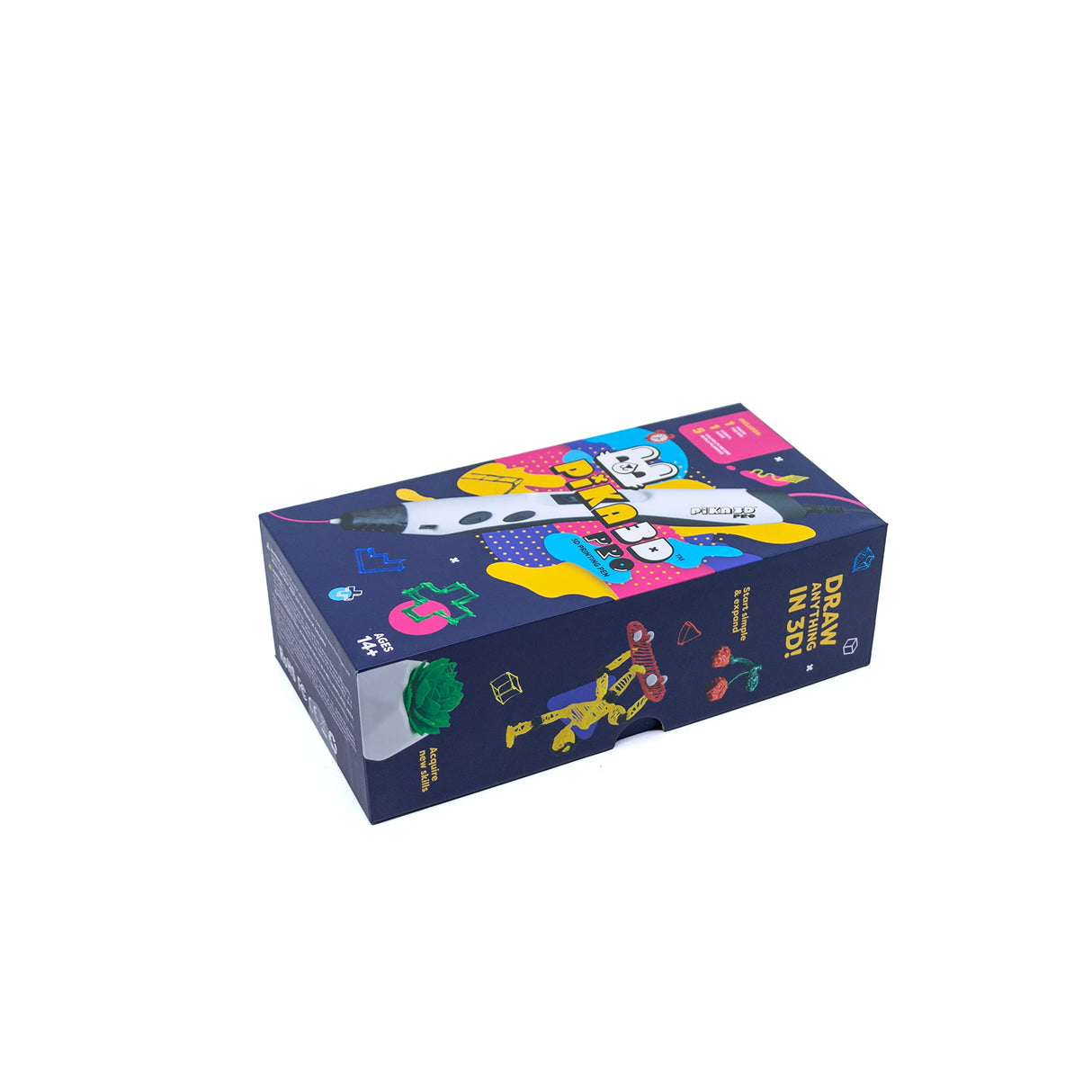 PIKA3D PRO 3D Printing Pen - Includes 3D Pen, 5 Colors of PLA Filament Refill with Stencil Guide and User Manual, White PIKA3D