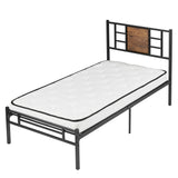 VECELO Twin Size Bed Frame with Headboard, Heavy-Duty Platform with Metal Slats Support, No Box Spring Needed/Easy Assembly, Black VECELO