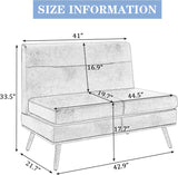 Aklaus Upholstered Small loveseat,Faux Leather Modern Mini Sofa Couch Love Seat Armless Settee Bench with Back for Living Room Bedroom Office Small Space Entryway Grey Aklaus