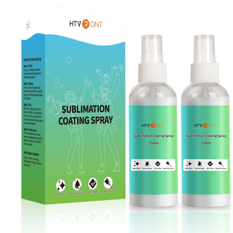 HTVRONT Sublimation Coating Spary for Cotton Shirts 2x150ml, Sublimation Spray for All Fabric, Canvas, Carton, Pillow, Sublimation Spray Quick Dry & High Gloss, Vibrant Color & Strong Adhesion HTVRONT