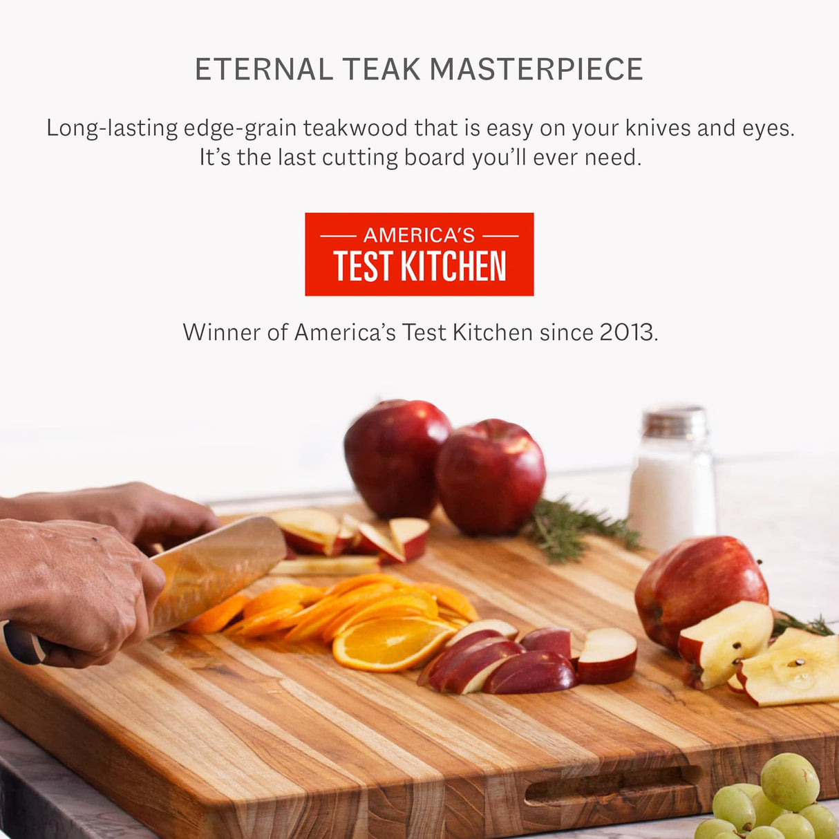 Teakhaus Carving Board - Large (L) Wood Cutting Board with Juice Groove and Grip Handles - Reversible Teak Edge Grain Wood - Knife Friendly - FSC Certified Teakhaus