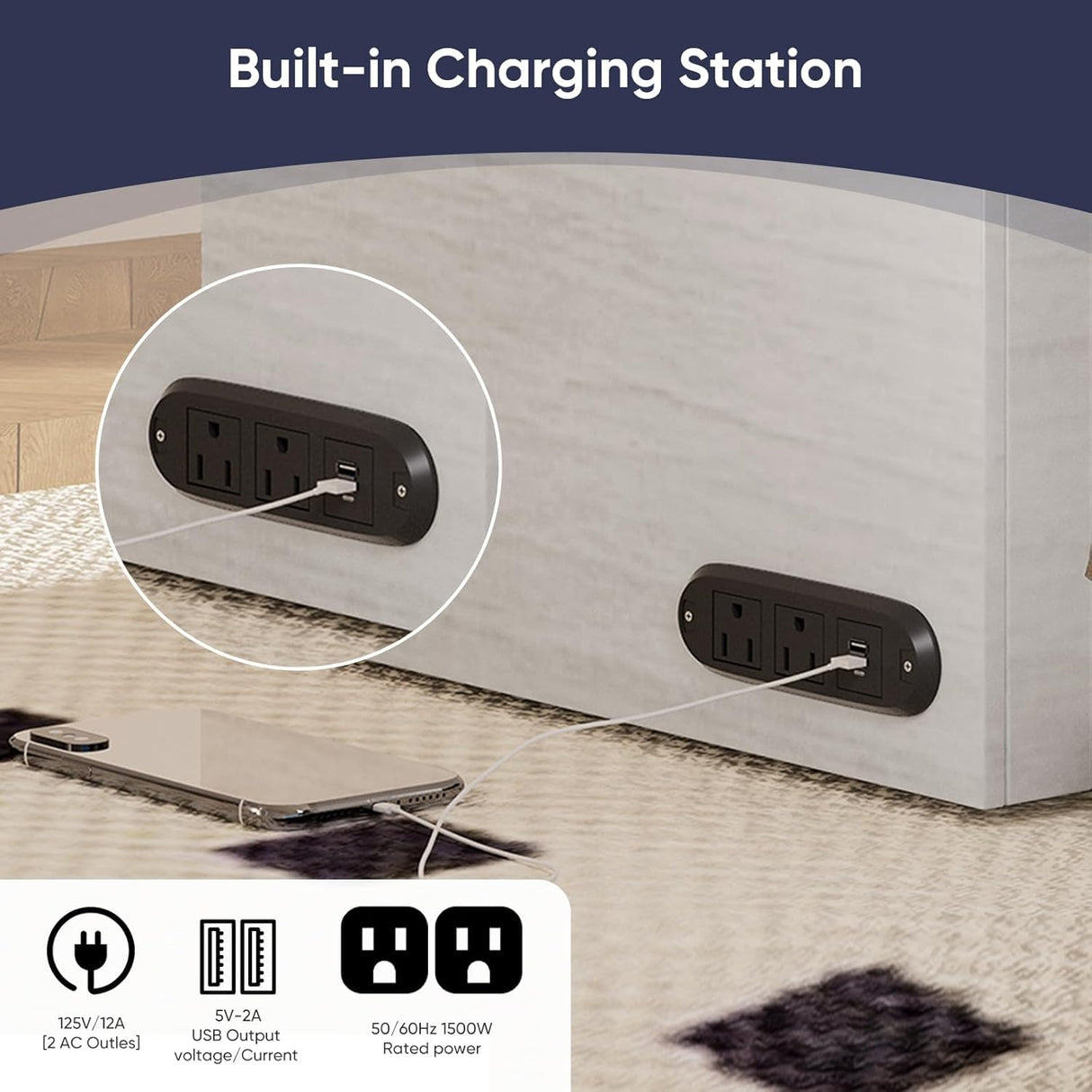 ijuicy Queen Size Murphy Bed with Foldable Foam Mattress, Cube Cabinet Bed with Multifunctional Charging Station & Extra Large Storage Drawers, Space-Saving Hideaway Bed for Guests-Pure White ijuicy