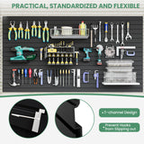 2pcs 4 x 8ft Slat Wall Panels Garage Wall Organizer, Heavy PVC Wall Hanger with 12 Hooks, Slatwall Panel Wall Storage Systems for Garage Wall Storage, Slatted Wall Panels - Black Maeklon