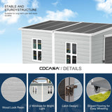 CDCASA 4x8 FT Resin Lean to Shed, Waterproof Outdoor Storage Shed with Floor & Lockable Door & Window, Outside Plastic Tool Shed for Backyard, Patio, Poolside, Lawn, Grey CDCASA