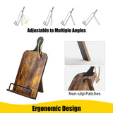 KLM Kitchen Cookbook Stand - Recipe Book Holder for Cooking, Organising and Storage - Perfect Home Shelf Decor and Wedding Retirement Gift for Woman (Brown) KLM