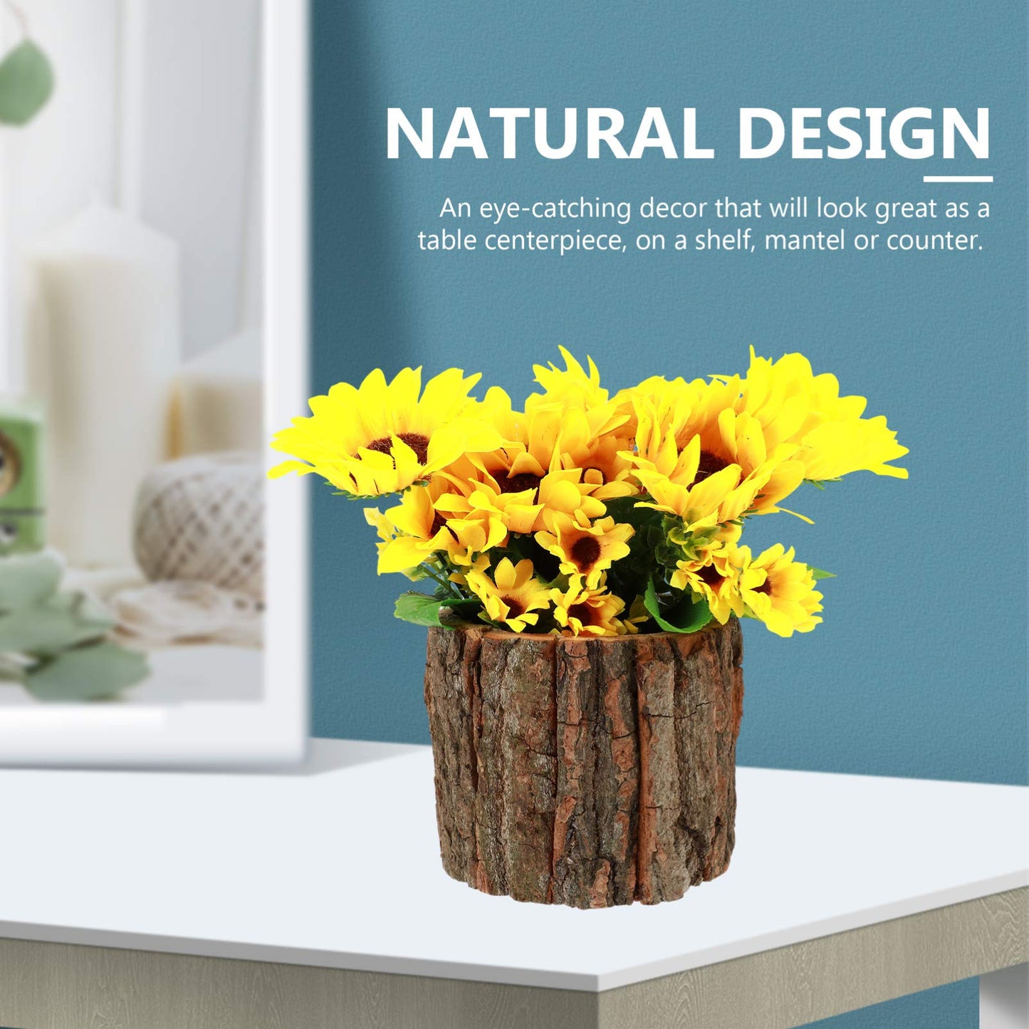 Wood Flower Pot Tree Stump Planter Artificial Plants Wood Vase Natural Wood Flower Pot Rustic Bark Planter Wood Farmhouse Decoration - WoodArtSupply