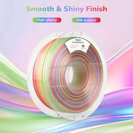 AMOLEN Silk PLA 3D Printer Filament, Shiny Multicolor Rainbow PLA Filament 1.75mm, Gradient Color Change PLA 3D Printing Filament for Most FDM 3D Printer, Pink Blue Purple Green Yellow, 1kg (2.2lbs) AMOLEN