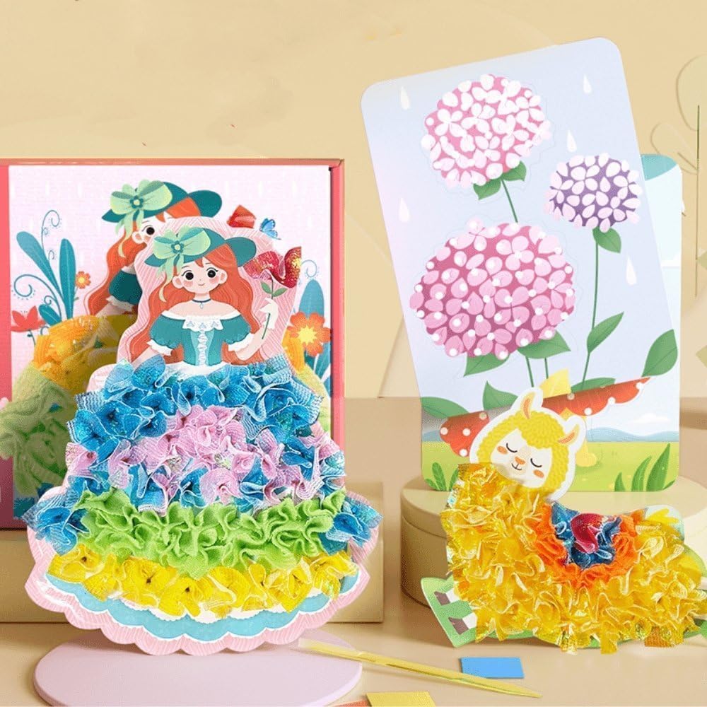 Mystoneer Poke Art Kits for Kids, Fabric Art Frenzy for Kids, Enchanted Fabric Art Set Crafts for Girls Ages 4-8, 6-8, 8-12, 5, 6, 7, 8, 10 (C-Fairy Tale Kingdom) Mystoneer
