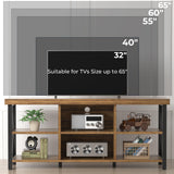 GreenForest TV Stand for TV up to 65 inches, Entertainment Center with 6 Storage Cabinet for Living Room, 55 inch Farmhouse Television Stands Console Table, TV stands for Living Room, Walnut GreenForest