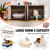 VEVOR Cat Litter Box Enclosure for 2 Cats, Litter Box Furniture Hidden with Double Rooms, Wooden Cat Box Cabinet Fit Most of Litter Box, 47.2" L x 18.5" W x 19.7" H, Greige VEVOR