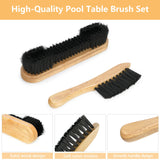 Go2trymo Pool Table & Rail Brush 5 Set, Billiard Pool Table Felt Cleaner Accessories with 2 Wooden Pool Table Brushes, Cue Cleaning Cloth, Ferrule Polish Cloth & Sticky Lint Roller Go2trymo