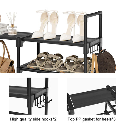 WOWLIVE 9 Tiers Large Shoe Rack Storage Organizer for Closet 50-55 Pairs Shoe Tower Unit Shelf Stackable Shoe Rack with Metal Pipes Plastic Connectors Black(SSS3B9) - WoodArtSupply