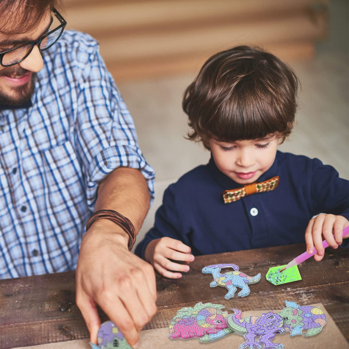 MATHARAGO Diamond Painting Kits - 5D Big Gems - Dinosaur Diamond Painting Keychains - Arts and Crafts for Kids Ages 6-8-12 - Diamond Art Keychains Stickers for Girls Gifts Party Ideas MATHARAGO