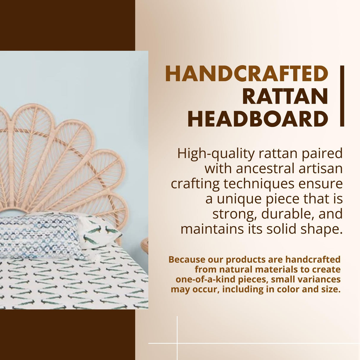 KOUBOO Petal Rattan Twin Headboard, Bedroom, Bedroom Furniture, Headboard, Twin Size, Tropical Decor, Bohemian Decor, Natural Kouboo