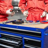 WORKPRO 42-Inch 7-Drawers Rolling Tool Chest, Mobile Tool Storage Cabinet with Wooden Top, Equipped with Casters, Handle, Drawer Liner, and Locking System, 1000 lbs Load Capacity WORKPRO