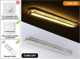 Qcyuui Dimmable LED Ceiling Light 39.4'' Kitchen Lighting Fixtures Ceiling Modern Luxury Crystal Ceiling Light with Remote Chrome Long Ceiling Light Fixture for Kitchen Dining Room Hallway,48W Qcyuui