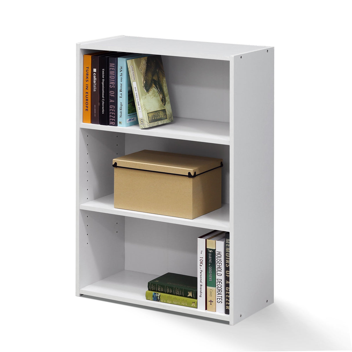 FURINNO Wright 3-Shelf Bookcase, Soft White FURINNO