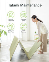 FULI Japanese Tatami Mattress, Tatami Rug, Igusa Mat (Japanese Rush Grass) Folds in Three, Made in Japan (Natural, Twin XL) FULI