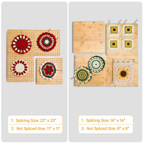16 x 16 Inches Crochet Blocking Board 4 in 1 - Magnetic Splicing Large Size Granny Square Blocking Board Mats for Knitting & Crochet Projects with 15 Stainless Steel Pegs, Gifts for Mom, Grandmothers Adnkwolivt
