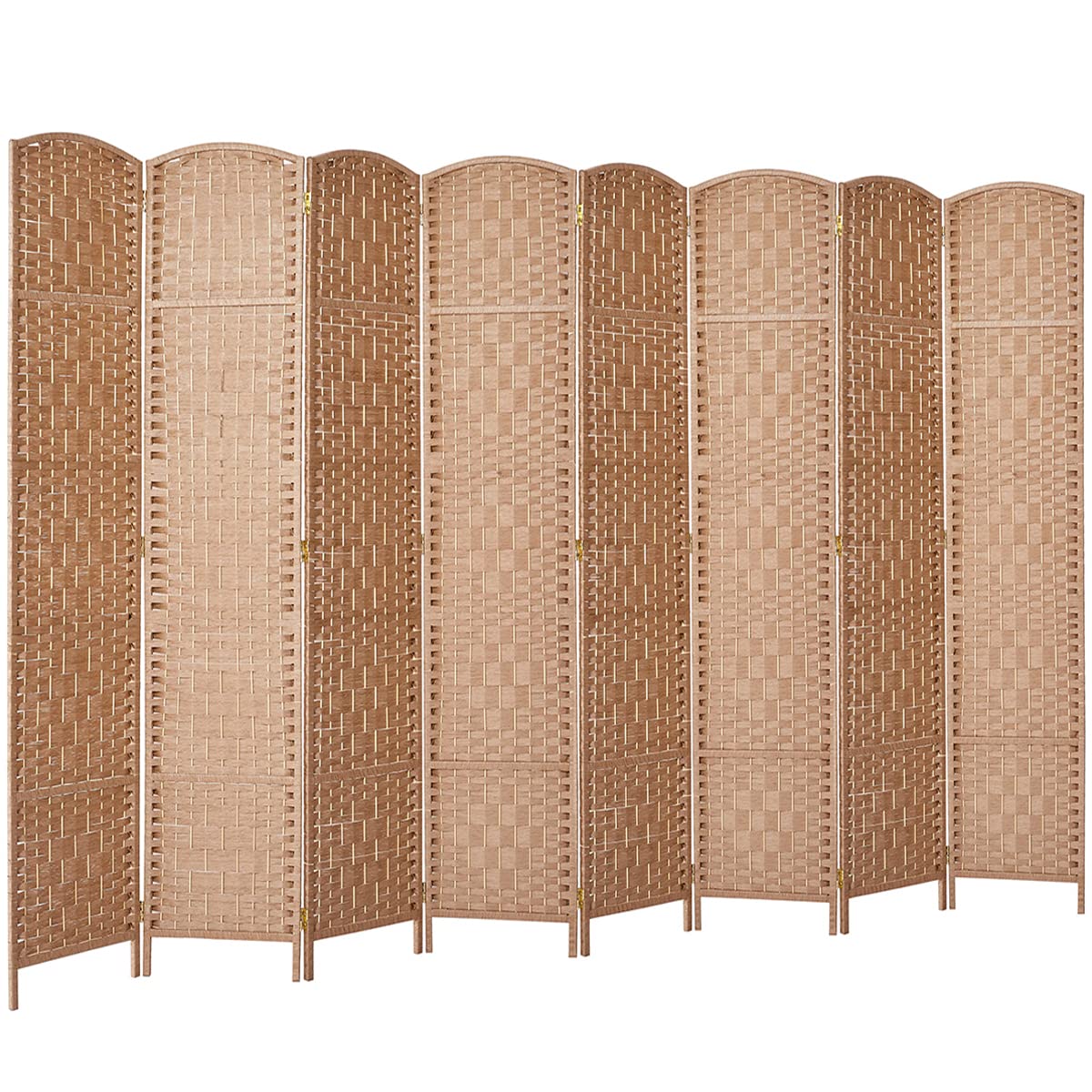RHF 6 Ft. Tall Extra Wide-Diamond Weave Fiber Room Divider, 8 Panel Room Divider/Screen,Room Dividers and Folding Privacy Screens 8 Panel&Room Dividers and Folding Privacy Screens-Natural, 8 Panel Rose Home Fashion