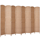 RHF 6 Ft. Tall Extra Wide-Diamond Weave Fiber Room Divider, 8 Panel Room Divider/Screen,Room Dividers and Folding Privacy Screens 8 Panel&Room Dividers and Folding Privacy Screens-Natural, 8 Panel Rose Home Fashion