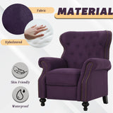Push Back Recliner Chair, Mid Century Wingback Recliner, Accent Chair with Rivet Decoration, Fabric Push Back Single Sofa for Living Room Adjustable Backrest (Plum) Xinmviec