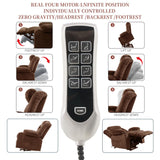 Neioml Four Motor Zero-Gravity Large-Wide Power Lift Chairs Recliners for Elderly, Infinite Position, 180° Lay Flat Lift Chair Big and Tall, Heat & Massage (Plush Flannel, Dark Brown) Neioml